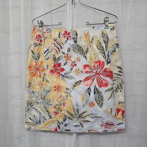 Vintage Talbots Skirt Floral Giraffe Elephant Tropical Mini Beach Blue 10P